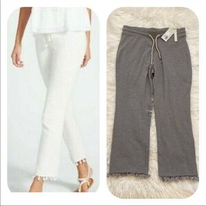 Grey State Tessa Tassel Hem Drawstring Pants Gray